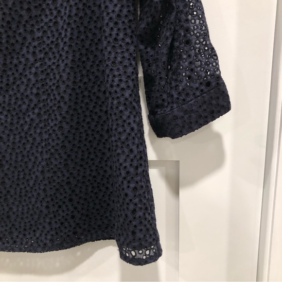 Tibi off the shoulder, dark navy blue top with small hole patters. Size 0. - Picture 3 of 10